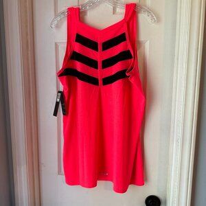 Jessica Simpson The‎ Warmup Exercise Top Aphrodite Pink with Black Mesh Sz 14/16